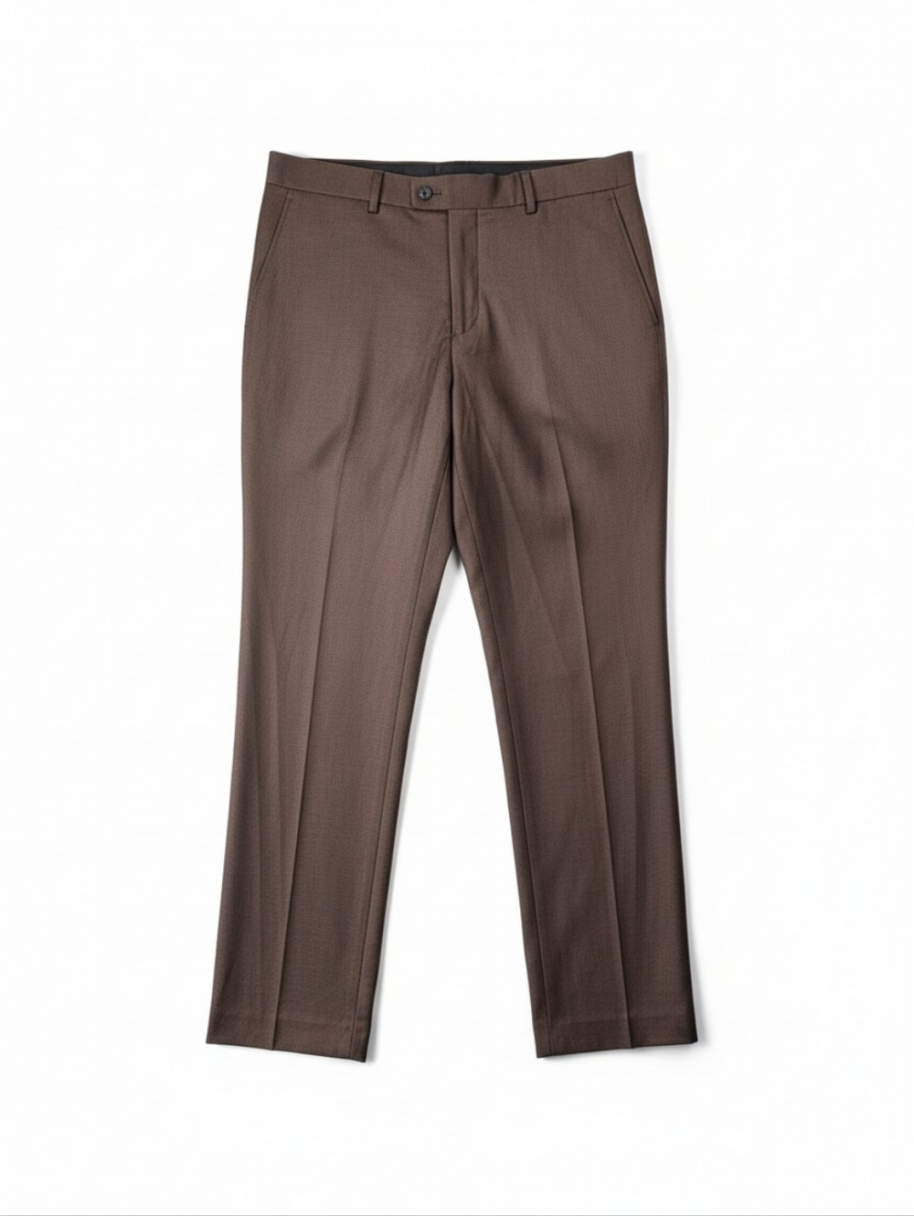 Zegarie Uomo Wool Dress Pants Men’s Brown Flat Front Slacks Classic Tailored